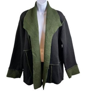 Vintage Adini Cozy Black Faux Shearling‎ Teddy Lined Slouchy Boho Jacket Size M